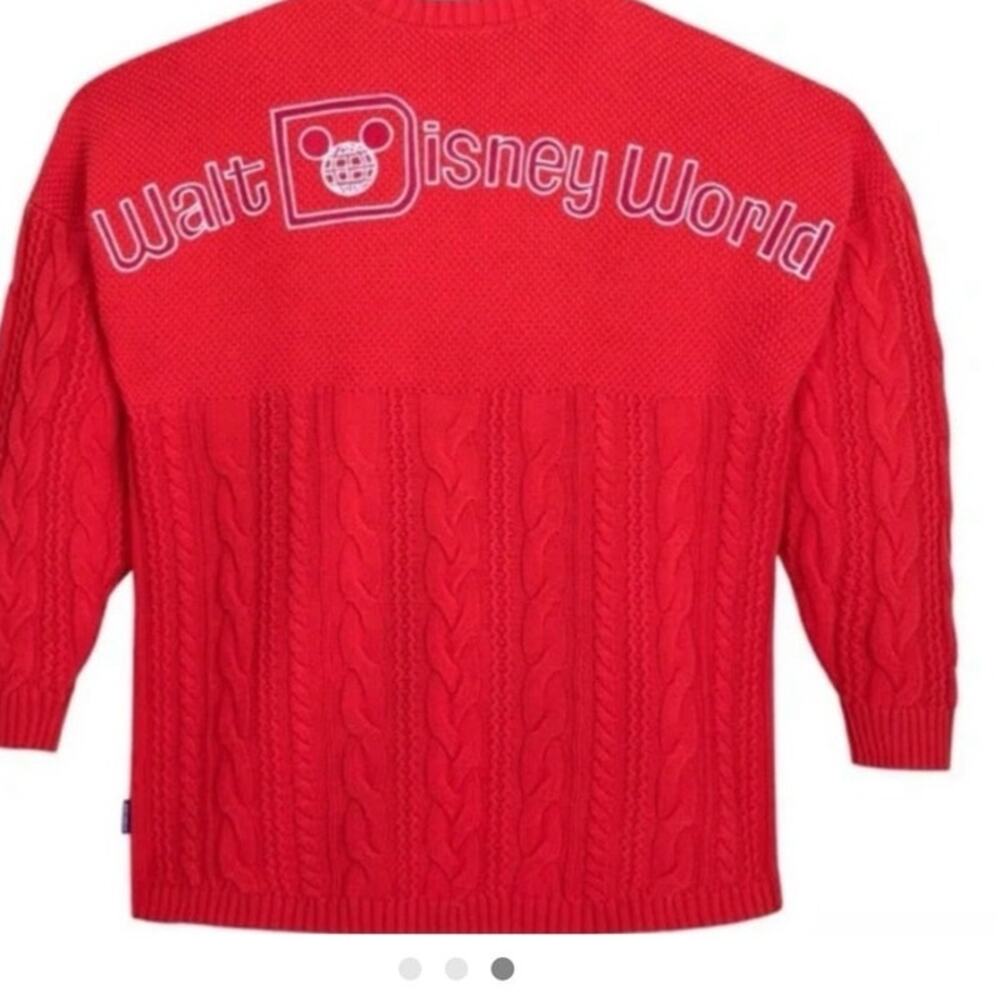 Disney Red Cable Knit Sweater Vintage‎ Logo XXL